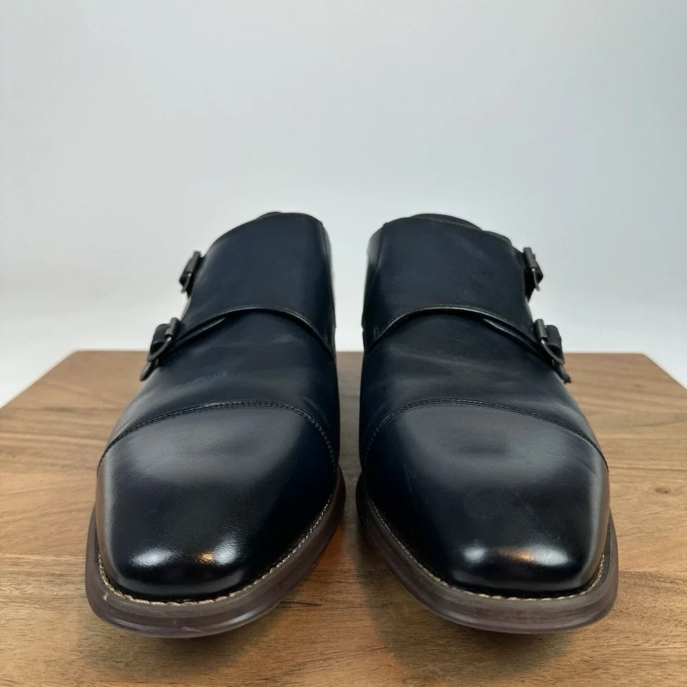 Mens Stacy Adams Bayne Slip On Leather Black Shoes Dress Shoes‎ Size 11.5 D EUC
